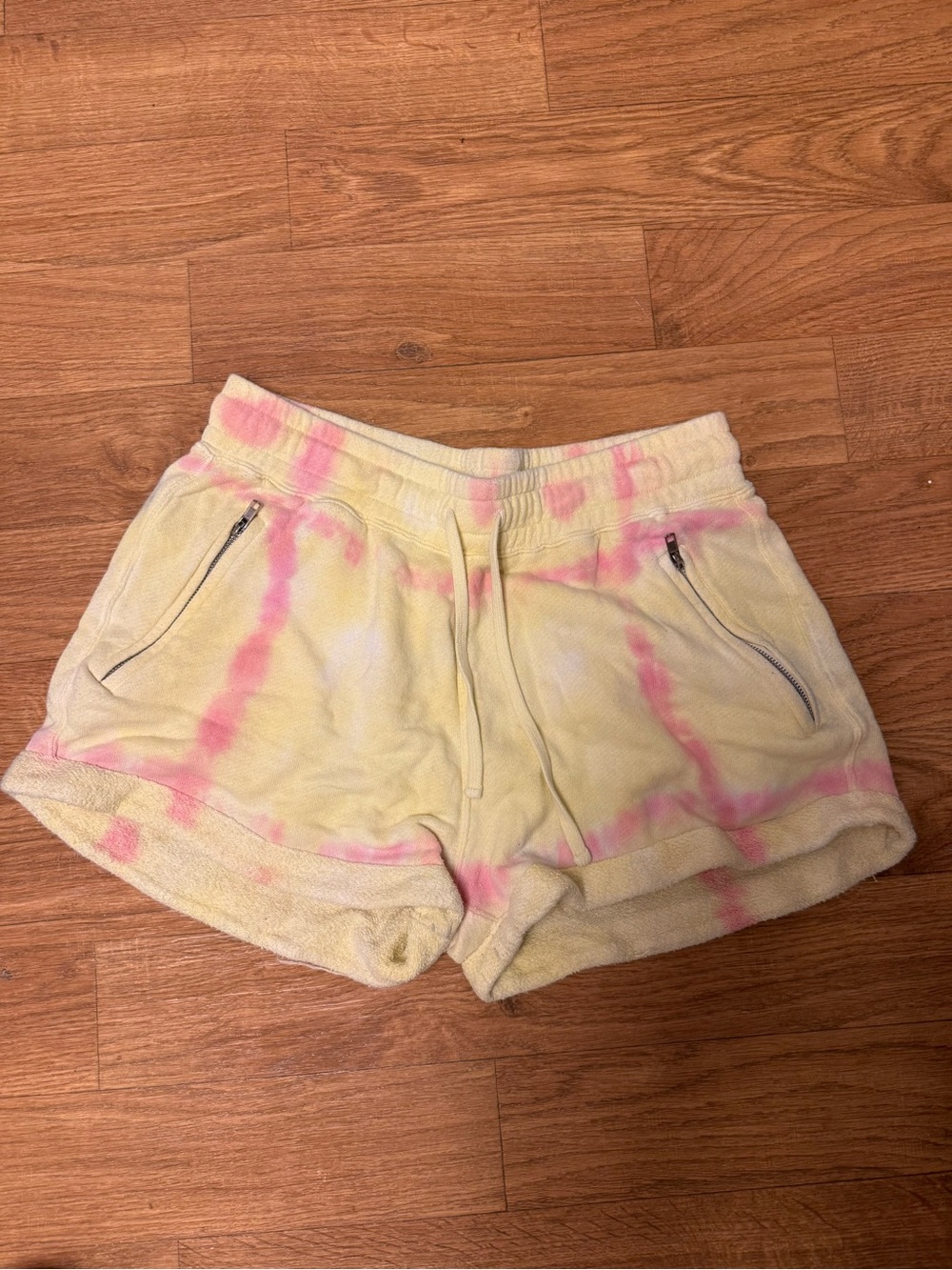 Sincerely Jules Tie-Dye Terry Shorts in Pink & Yellow